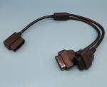 OBD2 OBDII J1962 Right Angle Male to Dual Female Round Splitter Y Cable