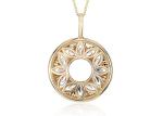Floral Filigree Shape Diamond Pendant Necklace Yellow Gold OEM ODM