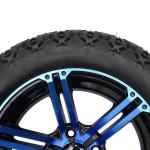 Golf Cart 14 Inch Blue/Glossy Black Wheels And 22 Inch Tall Off-Road Tires 4 PLY