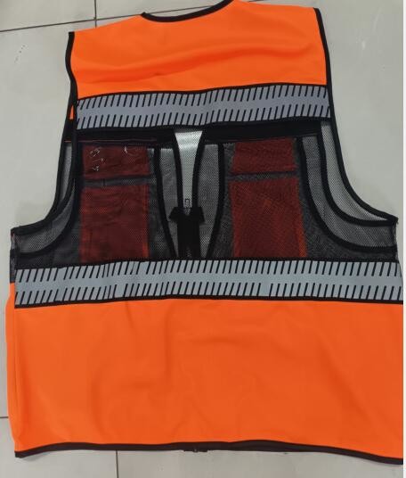 Hi Vis Vest With Pockets Polyester Safety Vest For Highway Airport Traffic