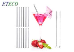 Wholesale Personized Logo Short Stainless Steel Bent Straws , Silver Reusable Straw from china suppliers