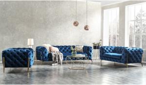 Wholesale 245cm Length Navy Blue 3 Seater Velvet Chesterfield Sofa For Villa from china suppliers