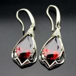 Fine Jewelry 925 Sterling Silver Garnet Cz Dangle Drop Earrings (PSJ02944)