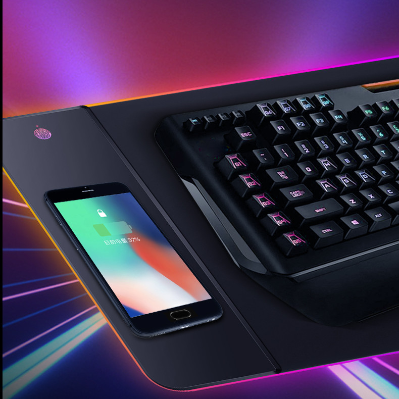 800x300 Rgb Wireless Charging Mouse Pad Mat , Gaming Mouse Pad With Wireless Charger