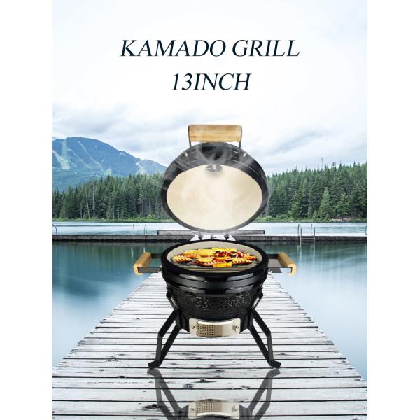 KIMSTONE Red Small Egg Shaped Indoor Charcoal Ceramic Table Bbq Griller ,stainless Steel Table Kamado