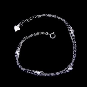 Wholesale Rose Gold Plain Silver Bracelet Two Chains Personalized Heart Shape Jewelry from china suppliers