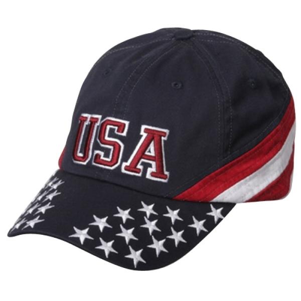 Long Brim Mens Fashion Baseball Caps , USA Flag Pattern Patch Flat Logo Mens