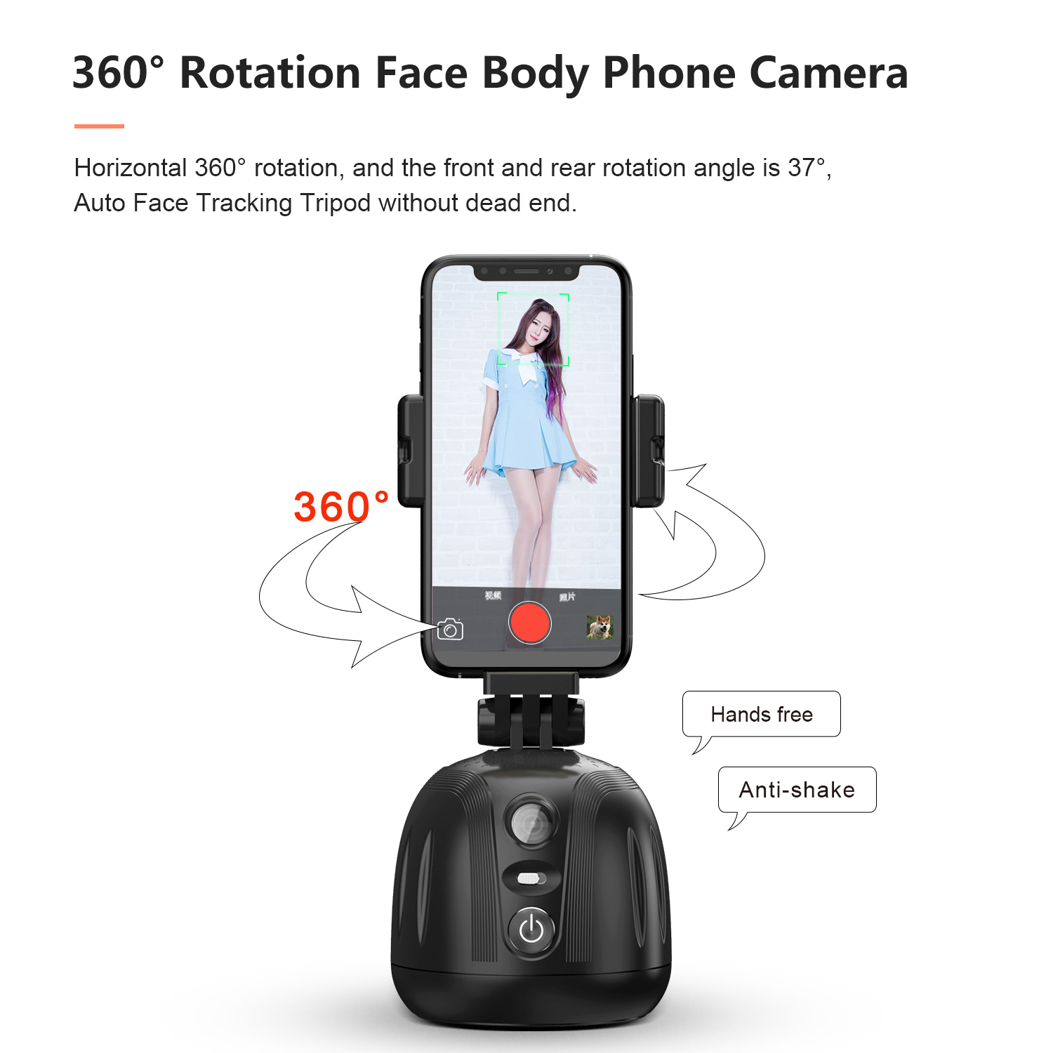 AI Auto Tracking Phone Mount Tripod Frame & Gesture Control 360° Rotation