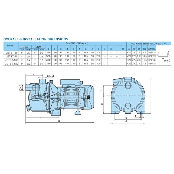 Self Priming Garden Water JET Pump 1HP Stainless Water Pump