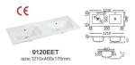 White Double Vanity Top Bathroom Sink 1200mm Porcelain For Cabinet