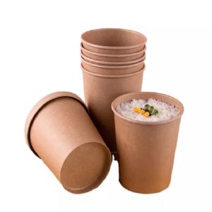 Wholesale Soup Dessert Takeaway Brown Paper Packaging For Food Ice Cream Cake Container Kraft Cup With Lid from china suppliers