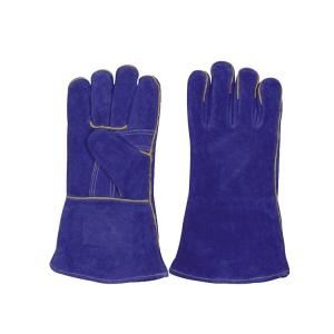 Wholesale Water Proof LC2011A Heat Resistant Blue Cow Split Leather Working Gloves for Welding from china suppliers