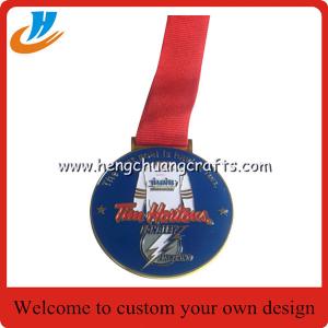 Wholesale soft enamel football medals with ribbon, ribbon sports soccer medallions, zinc alloy from china suppliers