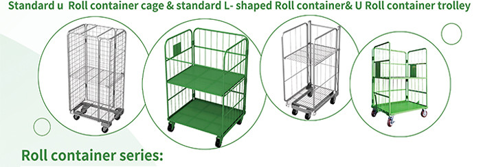 Wire Mesh Roll Cage Pallets Trolley 500kg Powder Coating For Supermarket