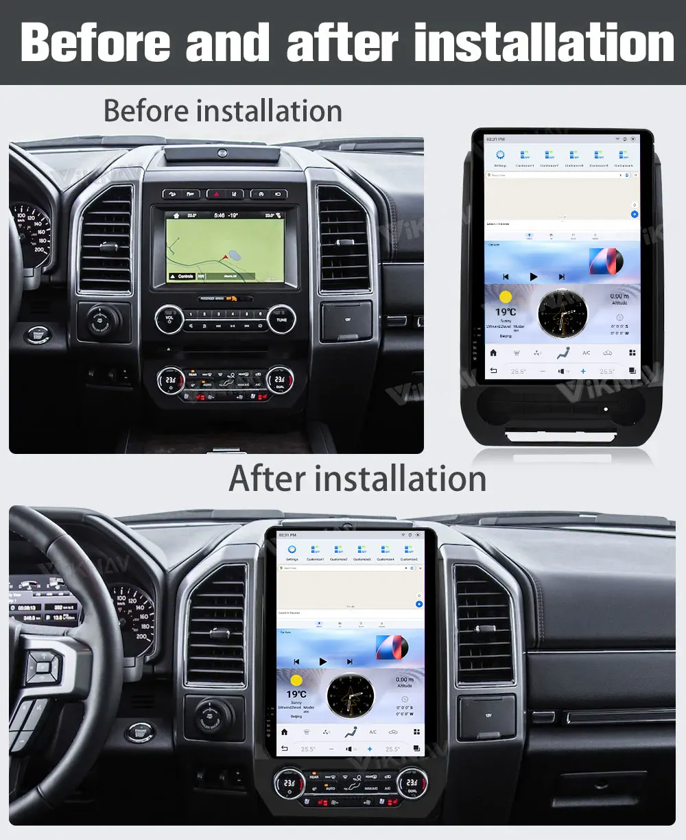 Viknav 14.5 Inch Car Radio For Ford Expedition 2015-2022 Touch Screen Android Auto Stereo Head Unit GPS Nagivation