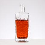 Embossed Square Wine Glass Bottle With Glass Lid Wine Hot stamping Water wave