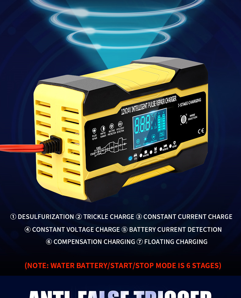 15A 7 Stage Pulse Repair Charger For Lead Acid Battery