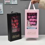 Custom Gold Stamping Logo Flowers Display Gift Box with PVC Window and Ribbon
