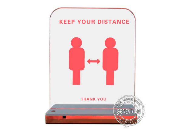 Bank Desktop Standing Keep Distance Advertising Board Acrylic Silk Printing Led