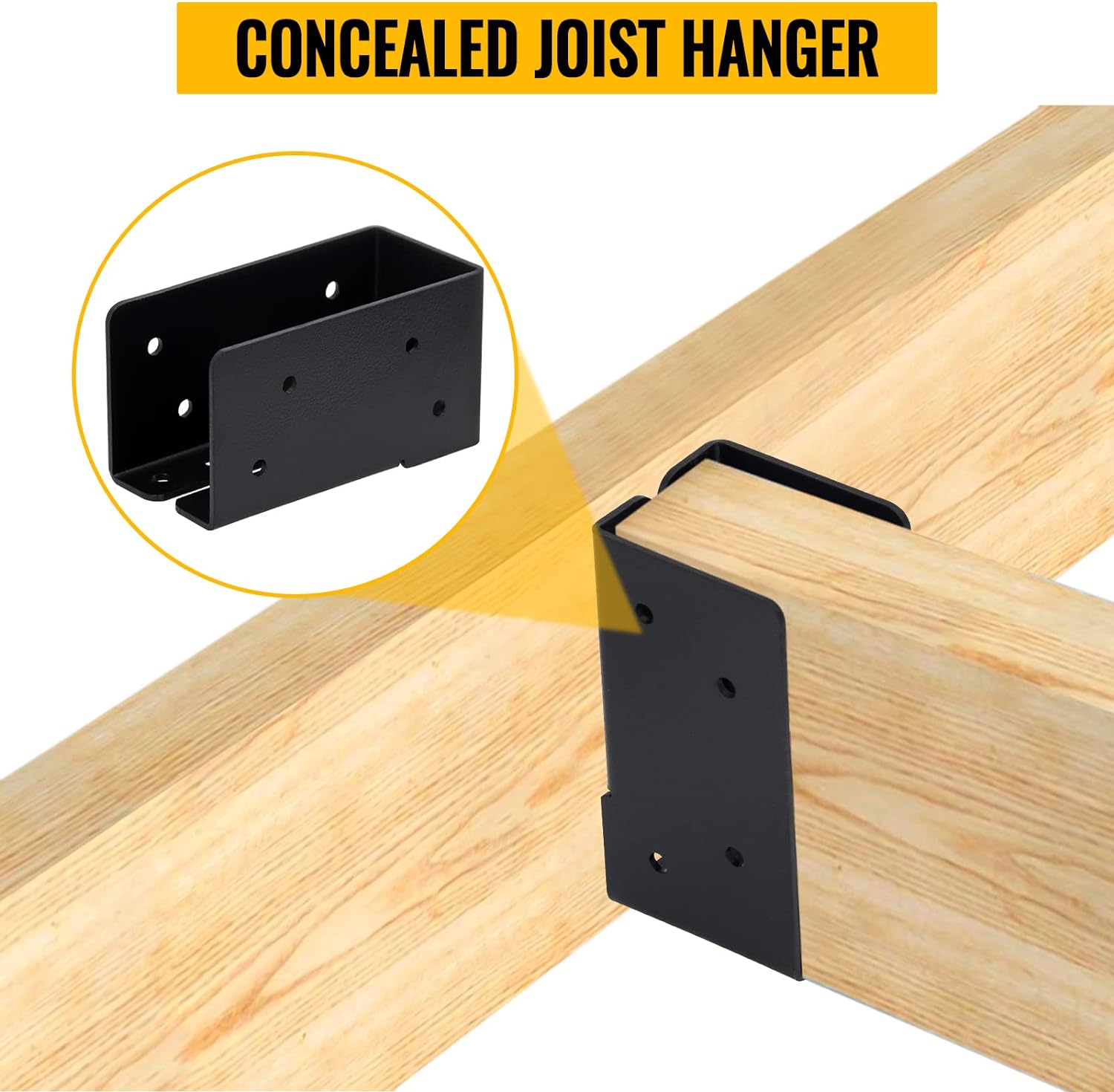 Swing Function Concealed Joist Hangers for Face Mounting of Wood Rail and Steel Plate