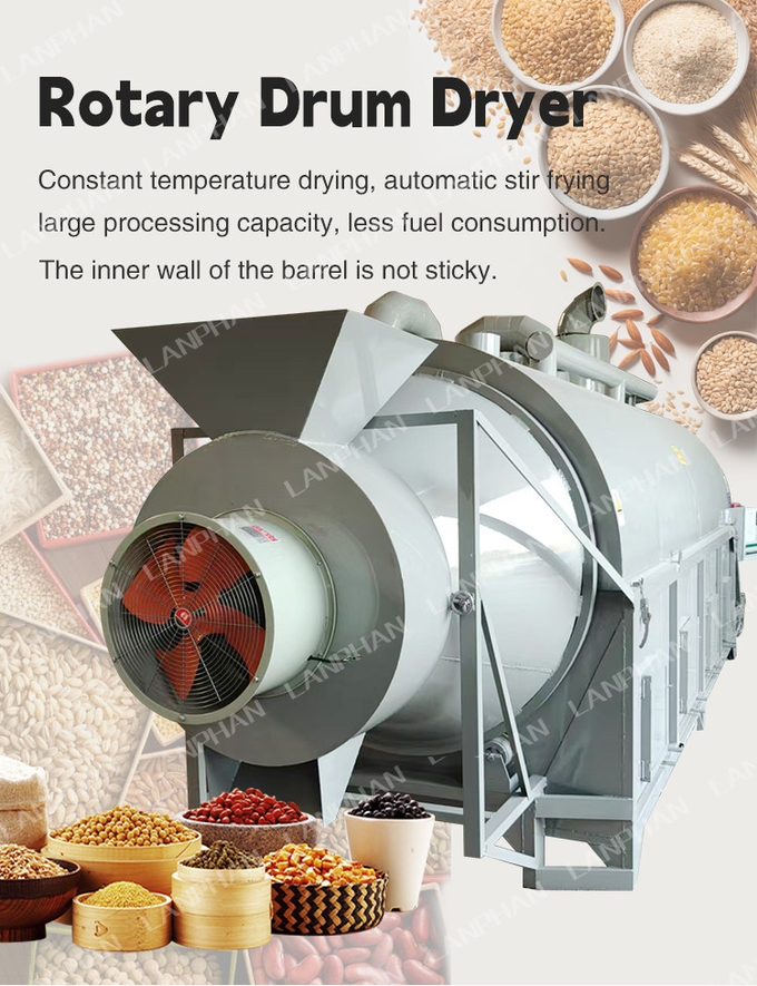 Nut Roasting Machinery Roller Cocoa Bean Spice Rotary Drum Dryer Wood Rotary Drying Machine