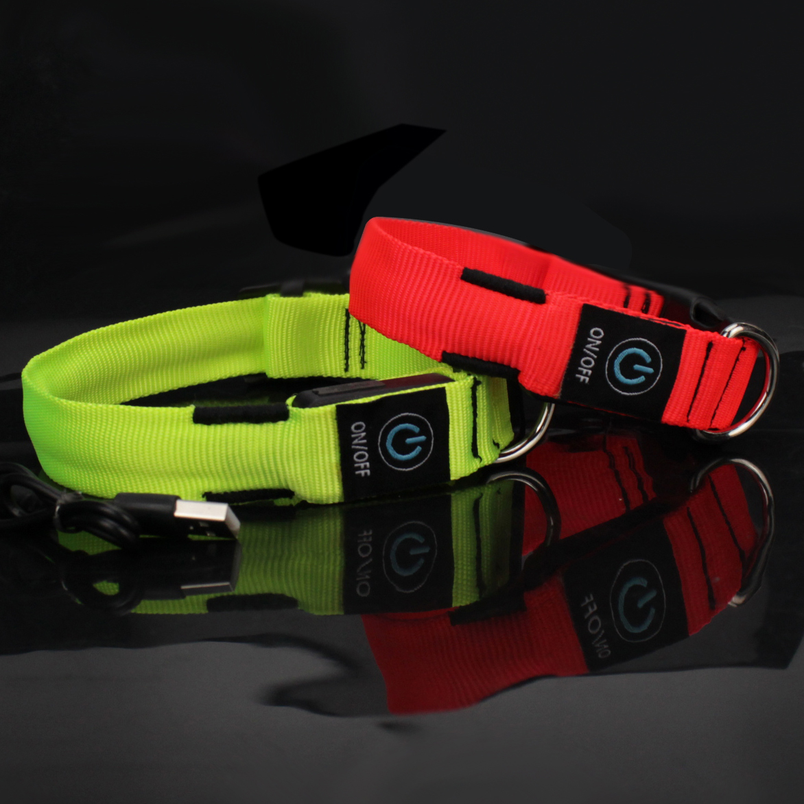 C906 Wholesale Custom USB Rechargeable Flashing Pet Safety Adjustable Length LED Dog Collars