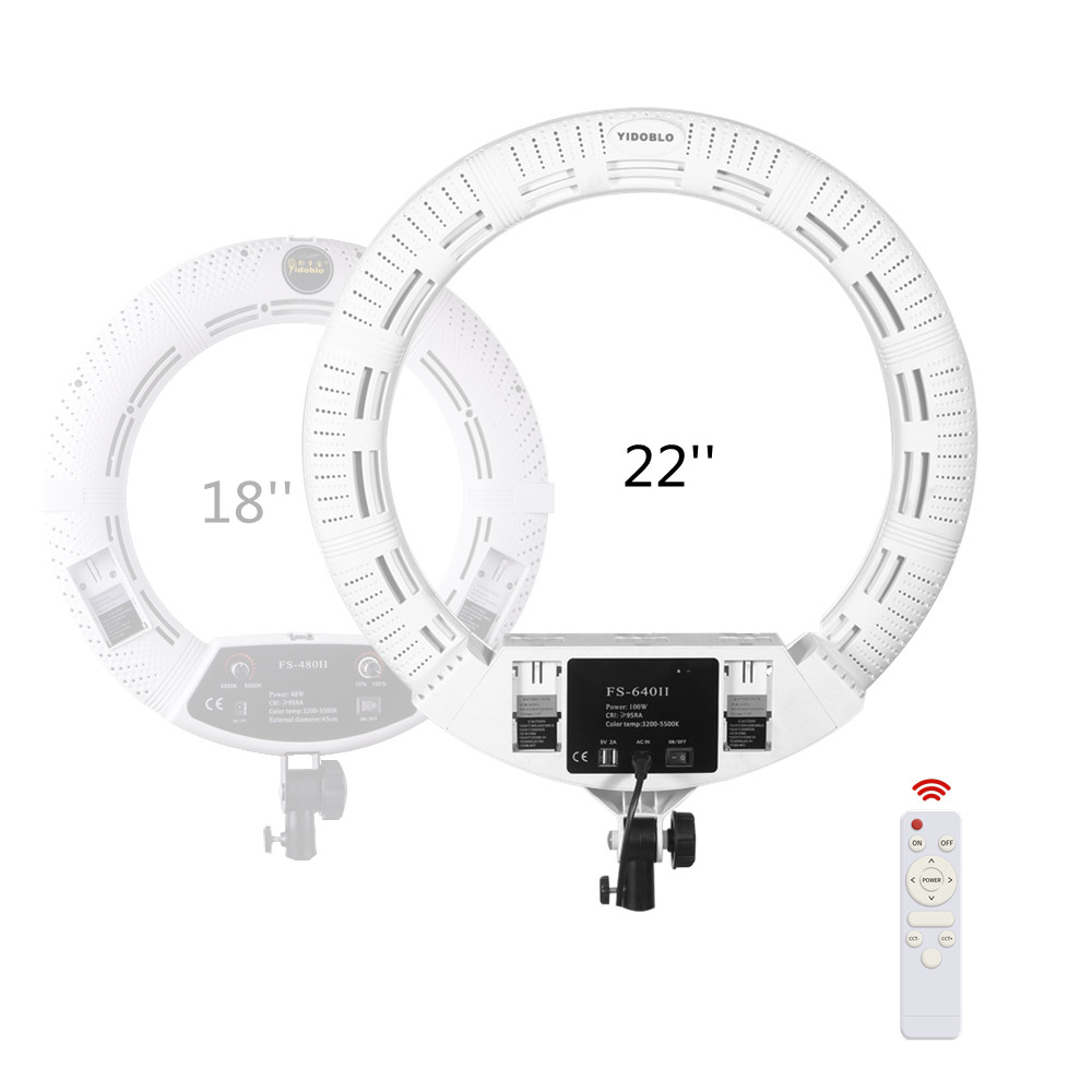100w 22 Inches Ring Light With Remote Controller 3200k-5500k Battery Support