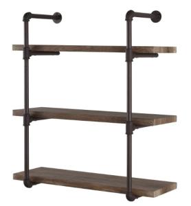 Wholesale Industrial Pipe Wall Shelf &amp; Hooks , Metal And Wood Display Shelves Polished from china suppliers