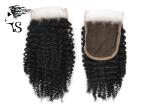 4x4 Middle Part Lace Closure Kinky Curly , Natural Black Human Hair Piece Topper
