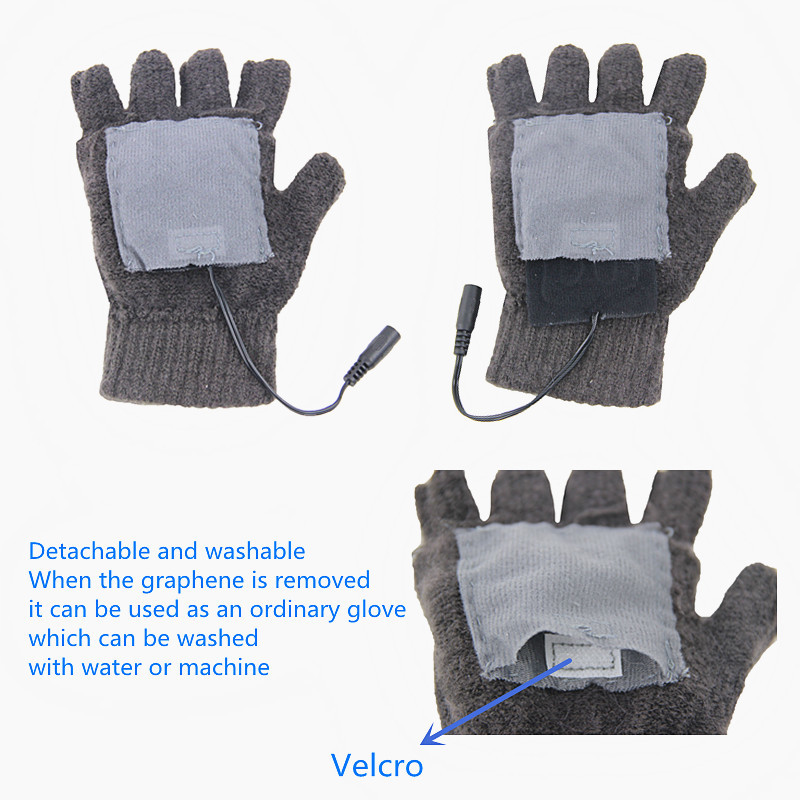Fingerless Washable Rechargeable Heating Gloves 5W Suitable For Gaming