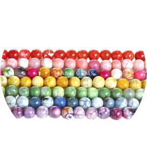 Wholesale Various Color Ice Agate Smooth Round Shape Loose Beads For Jewelry &amp; Crafts Making from china suppliers