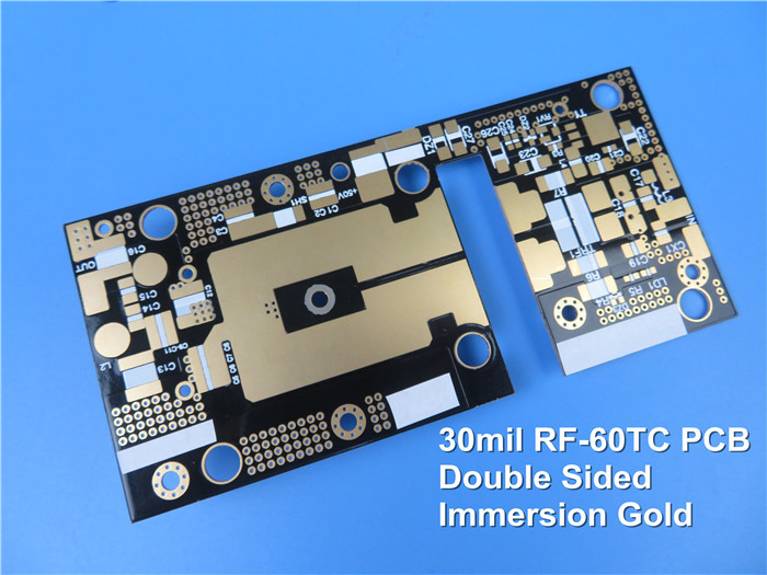 30mil RF-60TC 0.8mm Immersion Gold High Frequency PCB For GPS