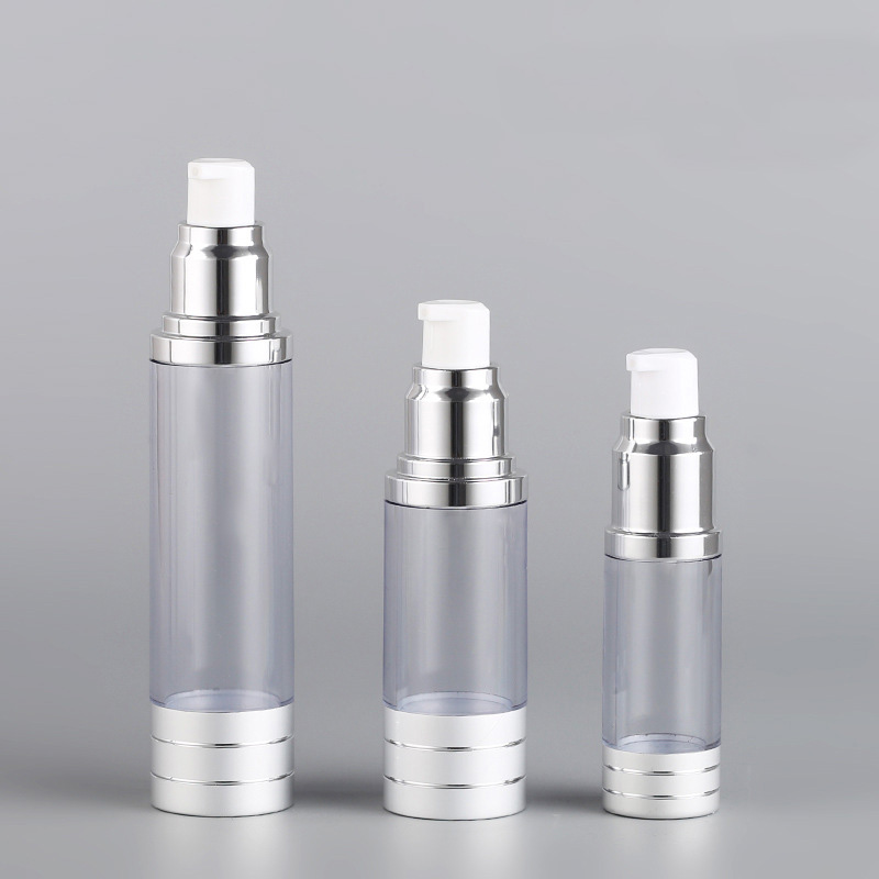 Frosted Golden Airless Spray Pump Bottle 15ml 30ml 50ml Plastic Purple Airless Serum Bottle With PP Pump for Skincare Packaging