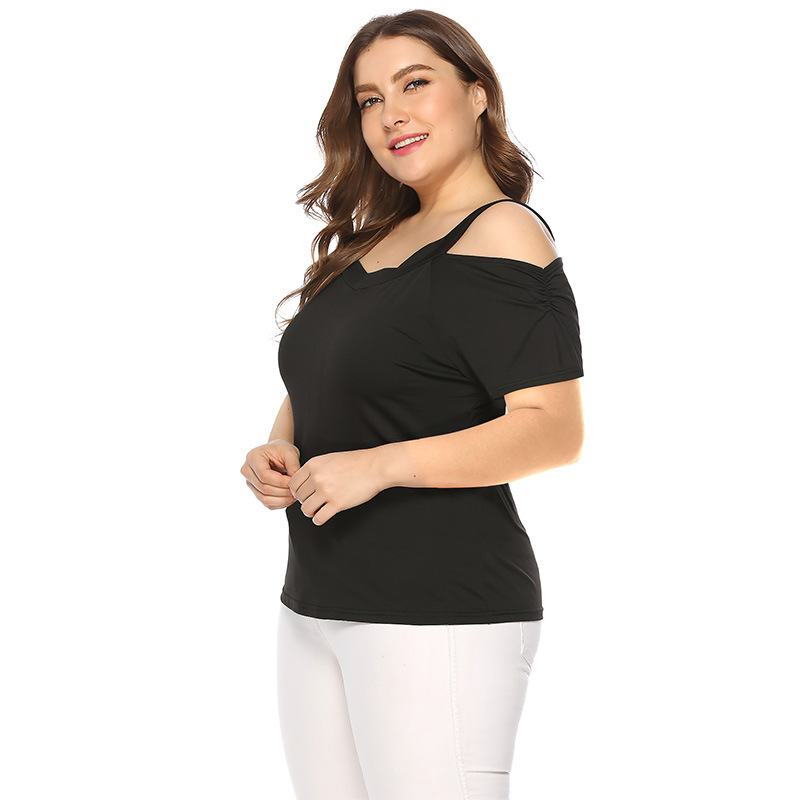 Ready to Ship In Stock Fast Dispatch Hot Selling Women Plus Size Short Sleeve Off The Shoulder Blouses T shirt