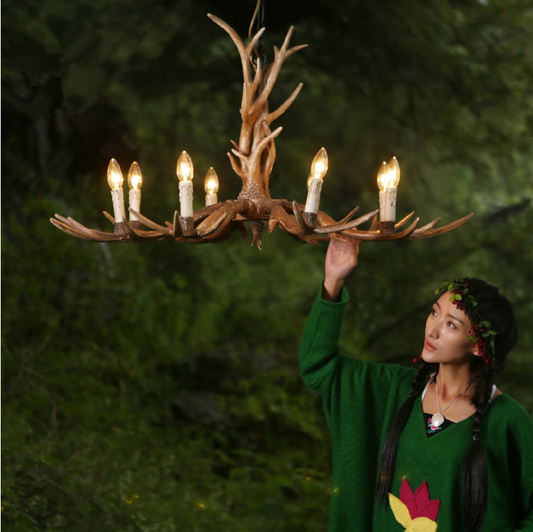 Countryside Deer Antler Chandelier For Farmhouse Warehouse Lighting Fixtures (WH-AC-31）