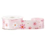 Holiday Gifts Wrapping 2 Colors Ink Screen 25mm Floral Satin Ribbon