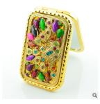 New creative promotion gift customed diamond logo peacock luxury pocket makeup