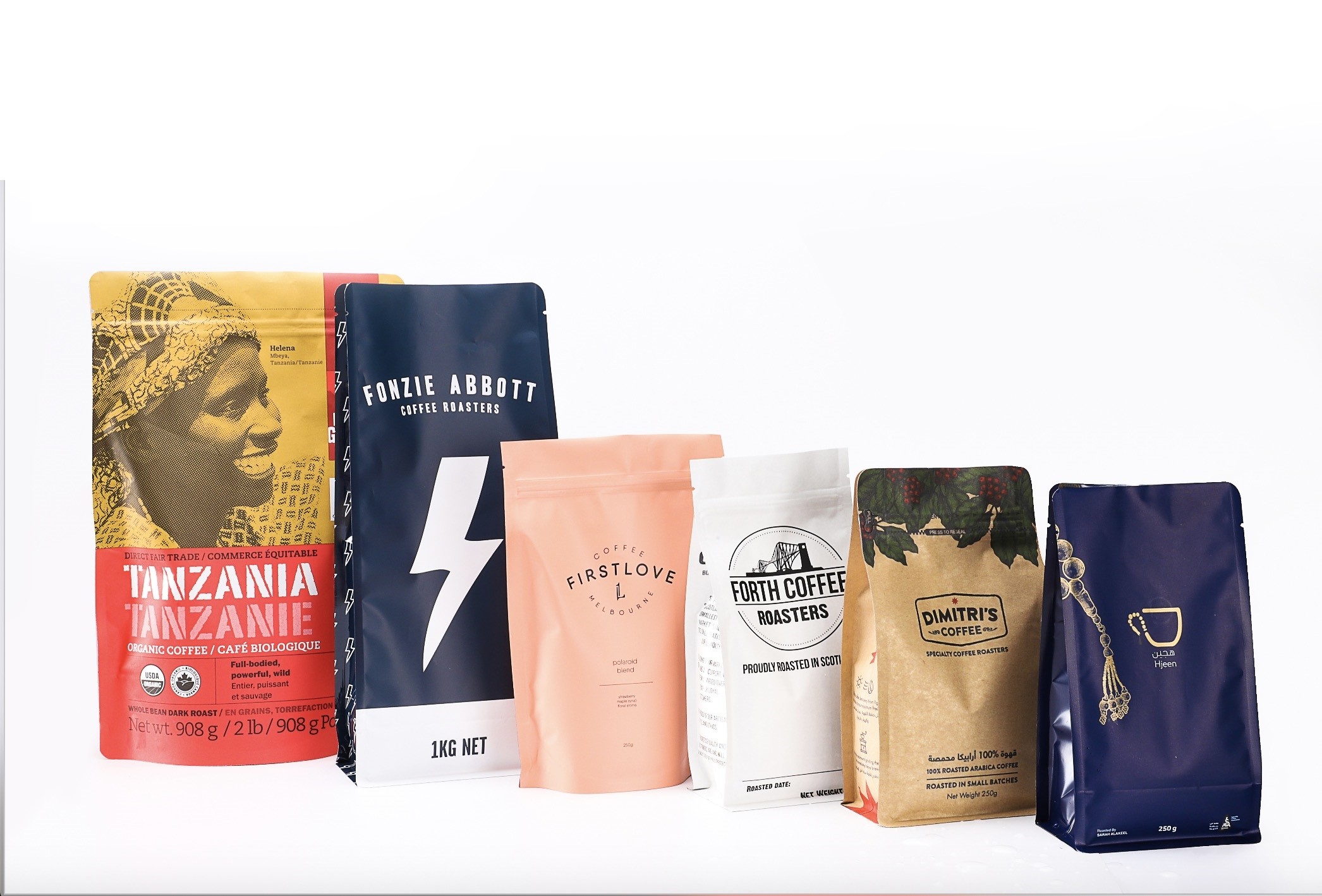 Printed k Flat Block Bottom 250g Coffee Valve Bags