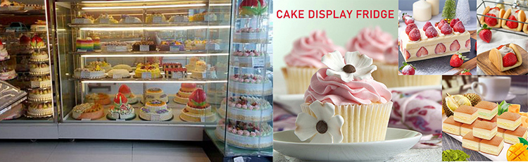 Stainless Steel Cake Chiller Showcase with Glass Display and Temperature Range of 2-8
