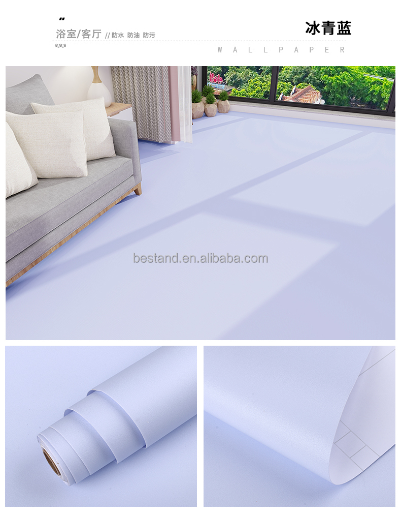 Modern Design Style Crystal TPH Fire Resistance Self Adhesive Wallpaper Sticker for Wall and Floor in Plain Color