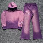 Sweat Suit Supplier Wholesale Men Oversized Brown Sweatsuit Puff Printing Hoodie