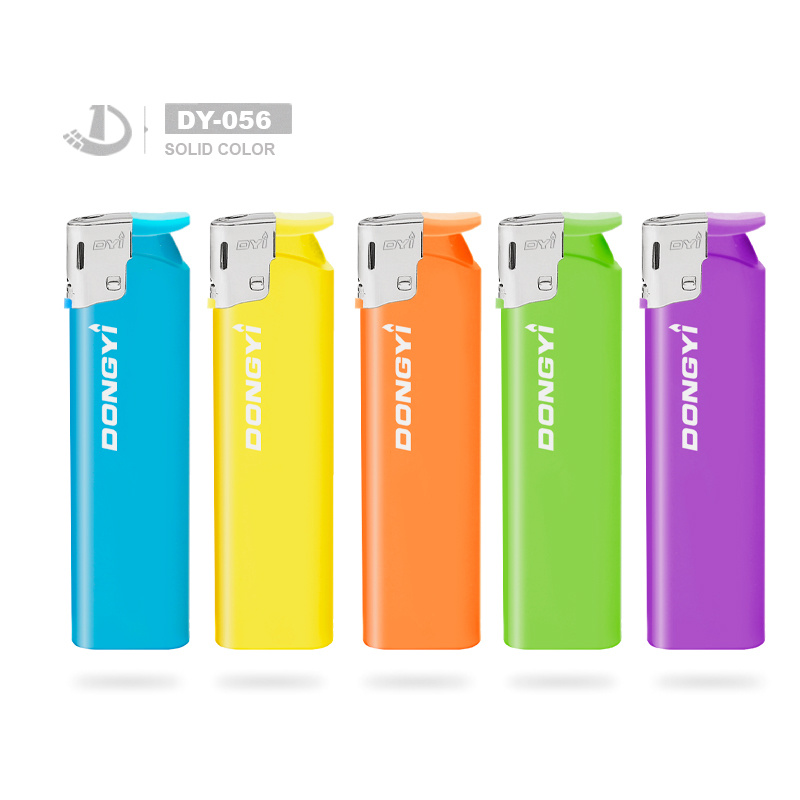Wholesale Fresh Solid Color Briquet Plastic Electric Lighter for Promotion