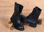 Flat Low Heel Military Jungle Boots , Round Toe Leather Motorcycle Boots