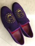 Fashion Embroidery Mens Velvet Loafers Breathable Velvet Slip On Flat Loafer