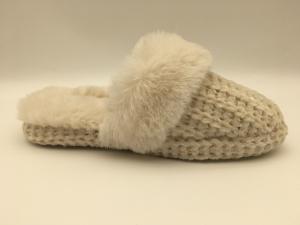 Wholesale Orange Womens Winter Warm Slippers Soft Flat Slippers With Braided Upper / Fleece Lining from china suppliers