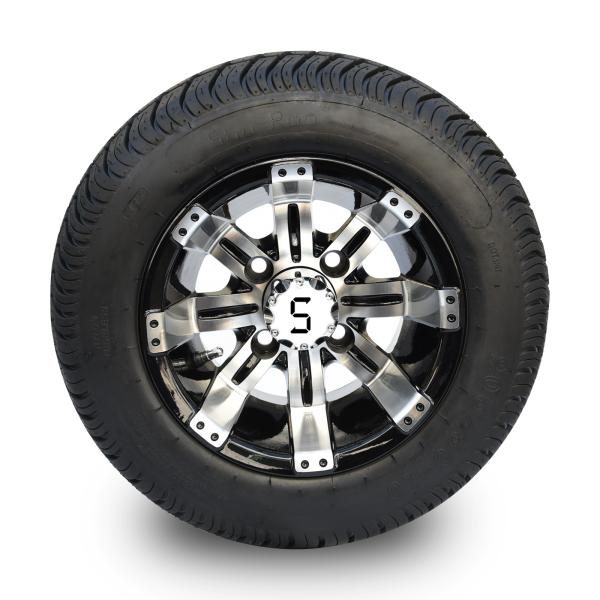 205/50-10 DOT Low Profile Street Tires And 10 Inch Golf Cart Machined/Glossy