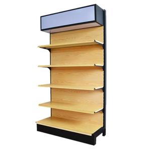 Wholesale Wood Grain Supermarket Gondola Shelf Heavy Duty Cold-rolled Steel Goods Display from china suppliers