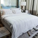 Hotel Linen Printing Jacquard Satin Stripe 100% Cotton Hotel Bedding Set Hotel