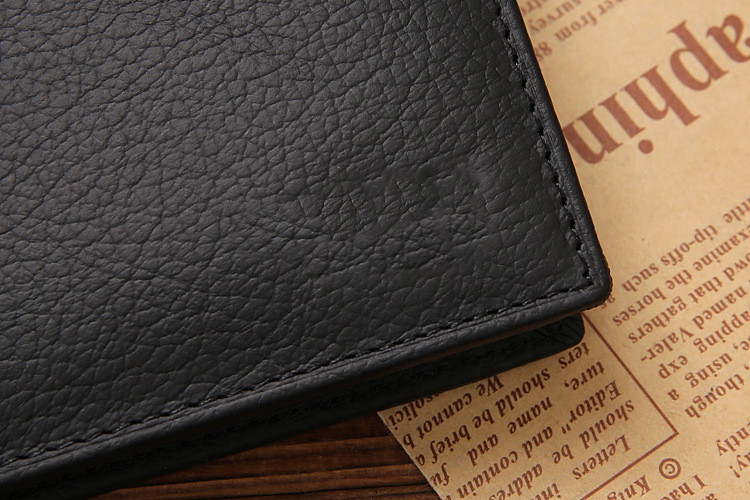 Men's Short Credit Card Holder Coin Purse Three Fold Zipper Pu Palmprint Leather Wallet