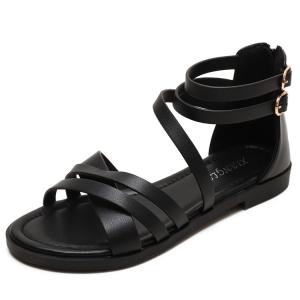 Wholesale BS118 Bs118 Sandals Women'S New Summer Women'S Ribbon Fairy Casual Flat Bottom Simple Beach Resort Roman Shoes from china suppliers